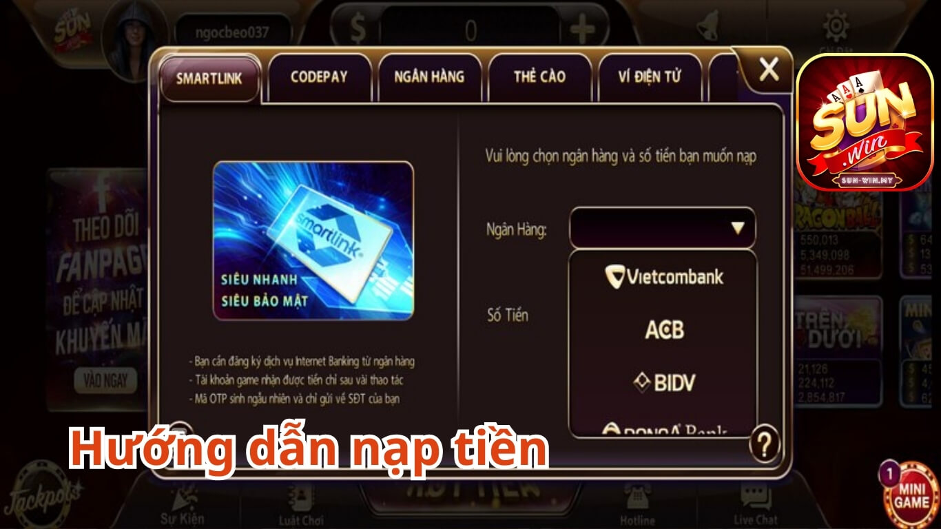 Hướng dẫn nạp tiền Sunwin Hướng dẫn nạp tiền Sunwin